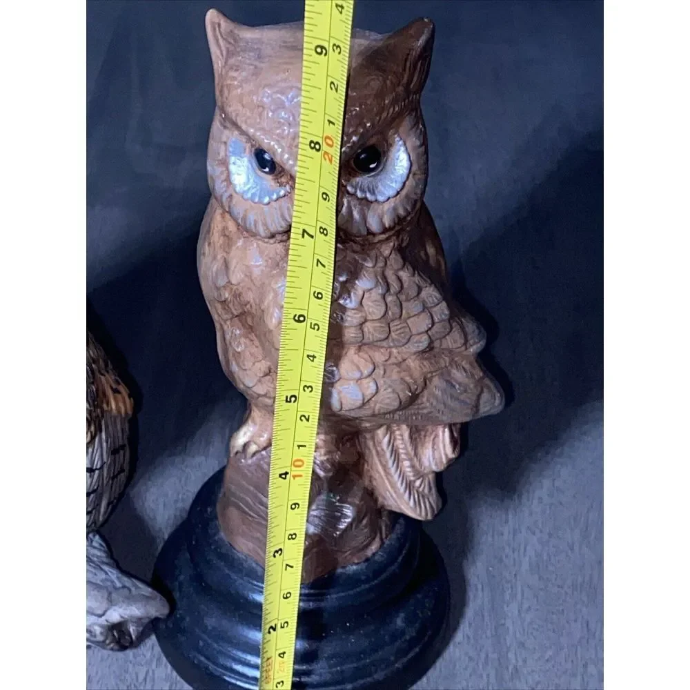 Two Vintage Ceramic Owl Figurine 7‎ & 8 inch tall.